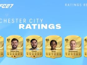 曼城球员FC27评分：哈兰德91分最高，多纳鲁马89、鲁本87