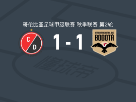 库库塔体育1-1波哥大国际，达约梅先拔头筹，伦特里亚扳平比分