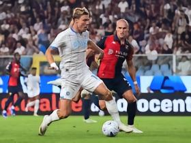半场：那不勒斯0-0热那亚，那不勒斯1射正，维蒂尼亚射门被扑