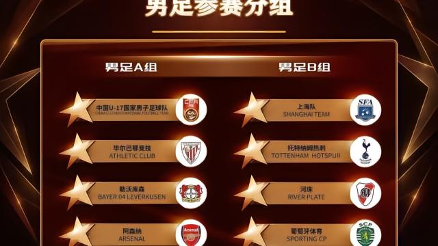 明日之星冠军杯扩容：中国U17过招枪手、药厂；首次增设女足