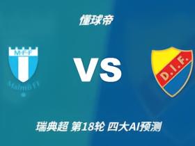 四大AI前瞻马尔默vs尤尔加登：各家均猜客队不败，首选1比1