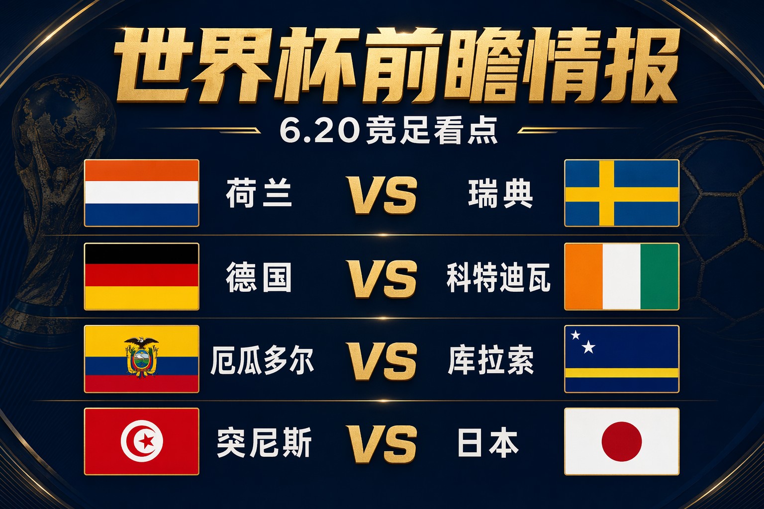6.20竞足前瞻：突尼斯临时换帅；中国身影亮相世界杯
