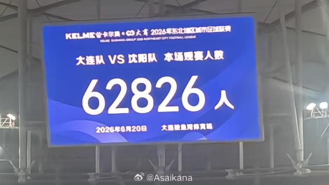 62826人,东北超大连主场战沈阳观众人数创中国业余赛事新高