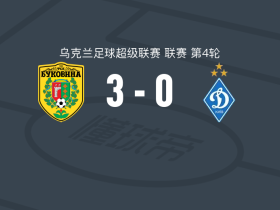切尔诺夫策3-0大胜基辅迪纳摩，伊雷因破门，科祖什科建功
