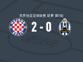 哈伊杜克2-0萨格勒布火车头，舍戈破门，绍蒂切克锁定胜局