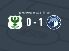 金字塔1-0马斯里，艾哈迈德-萨米打进全场唯一进球
