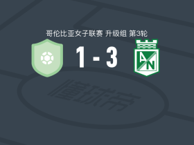 国民竞技女足3-1逆转波哥大国际女足，M. Gonzalez破门，karen vidal1传1射