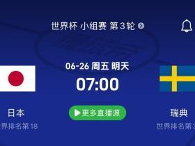 日本vs瑞典前瞻：抢分关键战；“3中卫”的对决