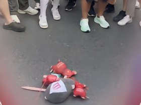 博主：河南和蓉城球迷路上起骂战，部分球迷制作并怒踢“老鼠”玩偶