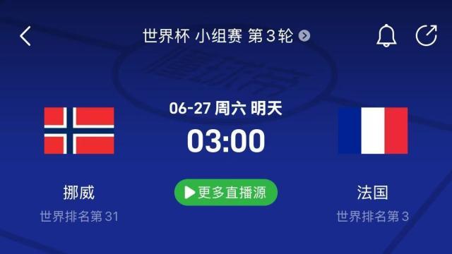 挪威vs法国前瞻：小组第一将迎战上半区第三名的五支队伍