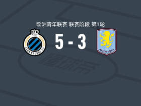 布鲁日U19 5-3阿斯顿维拉U19，科伦帽子戏法，Mohamed knouzi替补1射1传