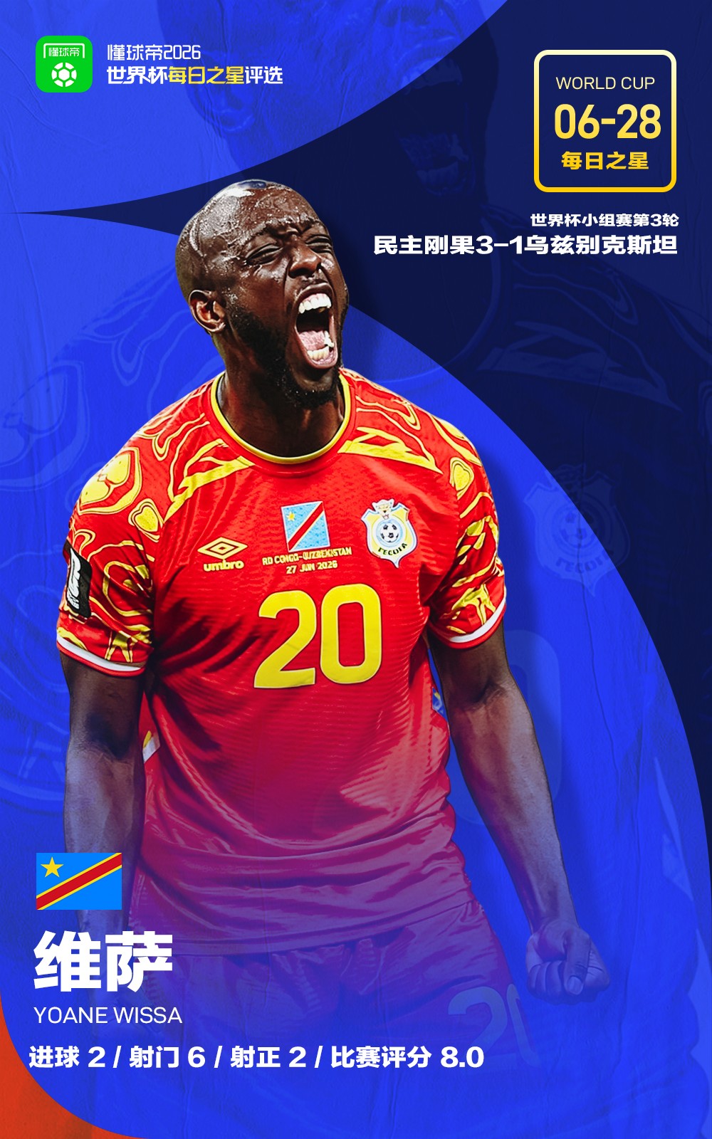 懂球帝6月28日世界杯之星：维萨