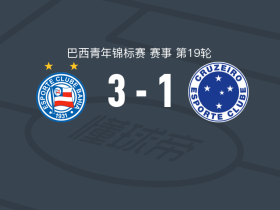 巴伊亚U20 3-1克鲁塞罗U20，考埃-富尔金破门，罗热-加布里埃尔建功