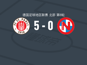 圣保利B队5-0横扫诺德施泰特，哈龙-萨巴赫双响，Wissou Kaba破门