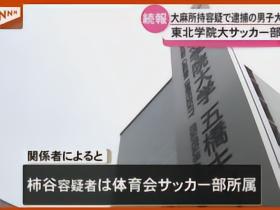 日媒：日本东北学院大学校队一名球员因涉嫌持有大麻被捕