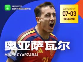 懂球帝7月3日世界杯之星：奥亚萨瓦尔