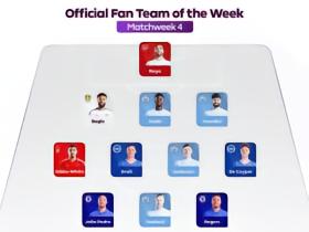 英超官方第4轮球迷票选最佳阵：曼城4人入选，切尔西2人在列