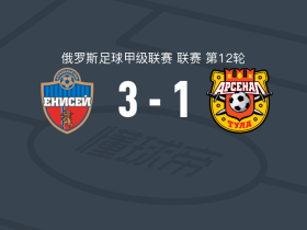 叶尼塞3-1逆转图拉兵工厂，奥克拉德尼科夫双响，纳多尔斯基破门