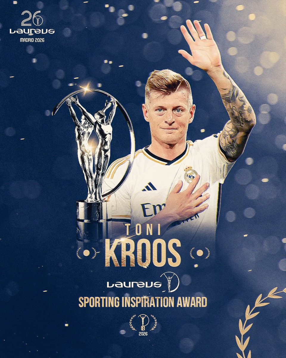 官方：托尼-克罗斯荣获2026年劳伦斯体育启发奖