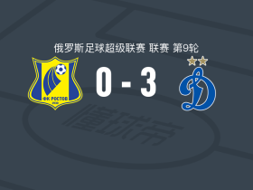 莫斯科迪纳摩3-0大胜罗斯托夫，秋卡温双响，奥基肖尔破门