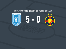 克拉约瓦大学5-0狂胜布加勒斯特星，哈姆拉维两球，埃利索尔梅开二度