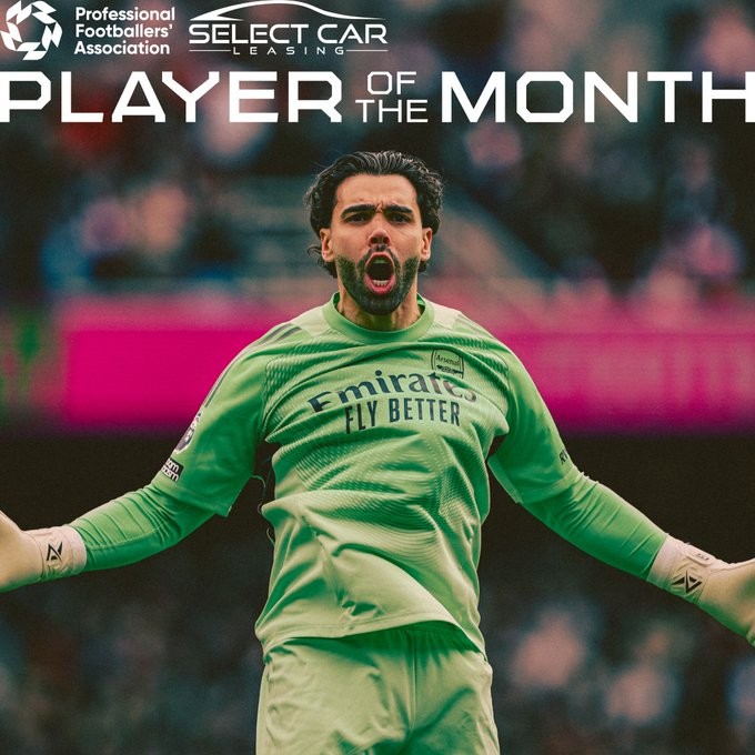 出场5次完成3次零封，拉亚当选阿森纳3月最佳球员