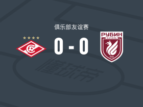 莫斯科斯巴达0-0喀山红宝石，双方鏖战90分钟未分胜负