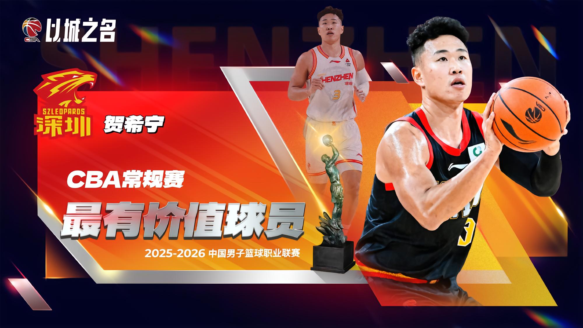 官方：贺希宁当选本赛季CBA常规赛MVP