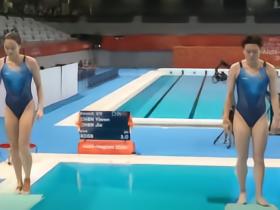 亚运会跳水女子三米板：陈艺文/陈佳夺得金牌