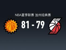 开拓者遭逆转79-81太阳，杨瀚森12+9+4，马鲁阿奇19+11