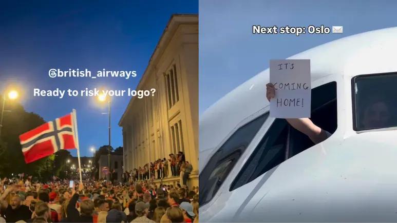 挪威航空和英国航空以英挪大战赛果打赌，输方将换对方航司头像一天