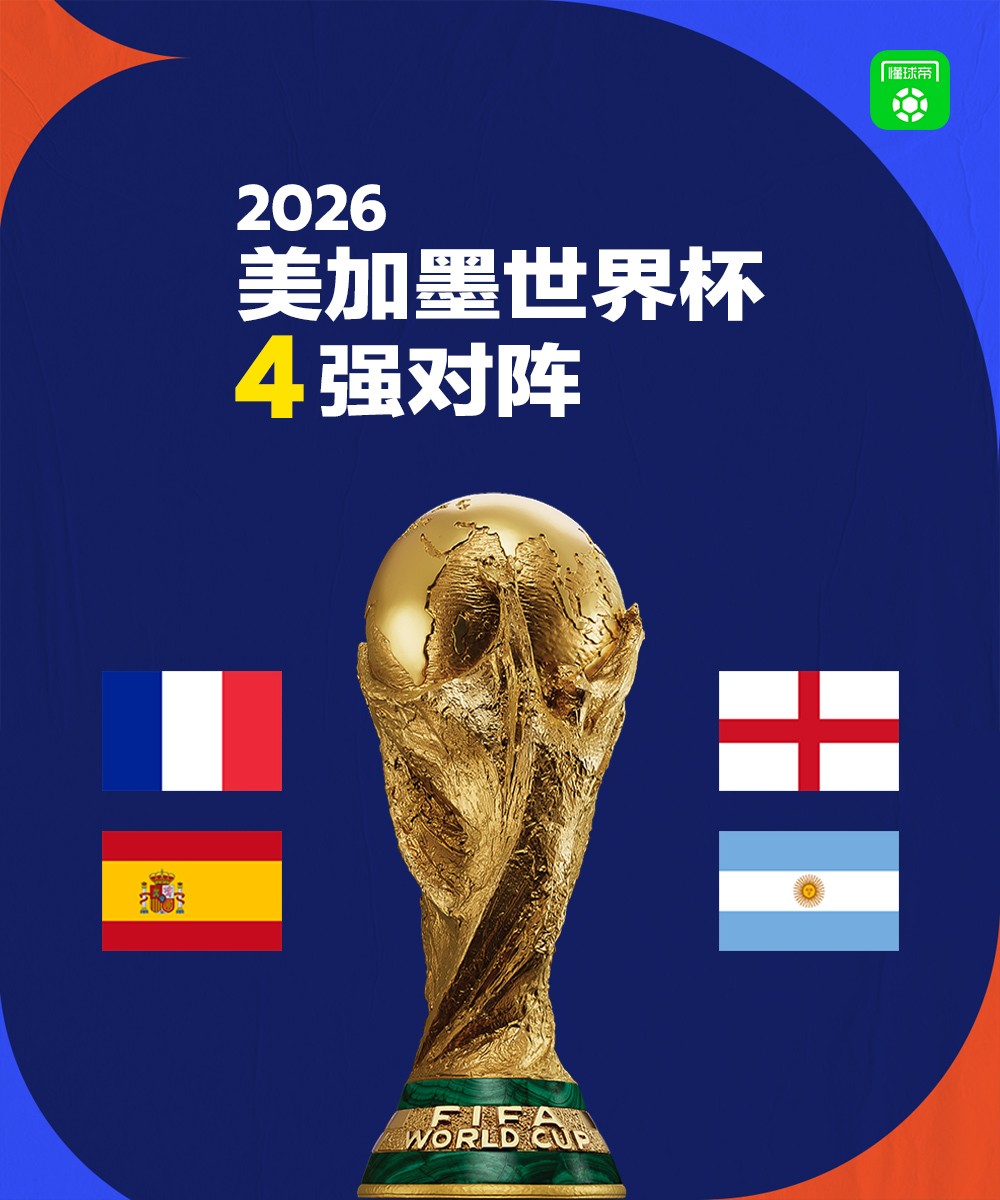 世界杯半决赛：阿根廷vs英格兰、法国vs西班牙，世界前四顶峰相见