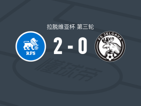 里加足球学校2-0叶尔加瓦，萨瓦尔尼克斯破门，莱马伊奇锁定胜局