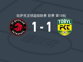 克孜勒扎尔1-1托博尔，祖耶夫破僵，拉蒂菲扳平