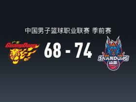 CBA战报：山东74-68广东，班顿18+7+5