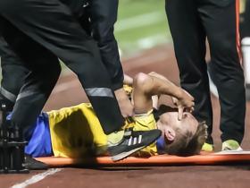 慎入，吉尔吉斯斯坦国脚米先科遭飞铲后重伤，胫骨与腓骨骨折