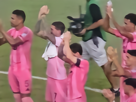 4-0大胜华盛顿特区联，赛后梅西率领球队感谢球迷