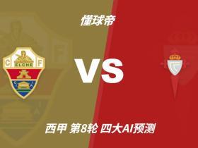 四大AI预测埃尔切vs塞尔塔：两家看好主胜，两家建议平局