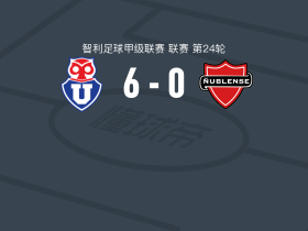 智利大学6-0横扫努布伦斯体育，马克西米利亚诺-格雷罗梅开二度，霍马察巴尔建功
