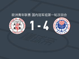 莫斯塔尔日林斯基U19 4-1大胜林肯红魔U19，阿拉波维奇点射，亚历山大-武约维奇破门