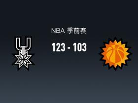 NBA战报：马刺123-103太阳，文班亚马19+4+3