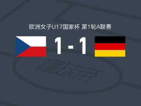 捷克女足U17 1-1德国女足U17，埃拉-库拉尔先拔头筹，克拉拉-鲍罗娃扳平