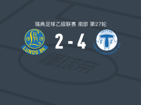 特雷勒堡4-2隆德斯取瑞典乙7连胜，加布里埃尔松双响，Oskar Ruuska建功