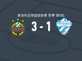 维也纳快速3-1哈特贝格，彼得-达尔梅开二度，霍恩破门