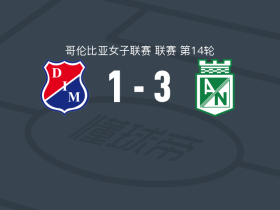 国民竞技女足3-1逆转麦德林独立女足，lizeth ocampo1传1射，M. Gonzalez破门