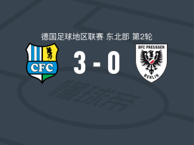 开姆尼茨3-0大胜BFC普鲁森，Jonas Marx双响，阿尔贝里科破门