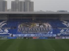 津门虎主场大型拼图TIFO：拉丁文“经历艰险、终抵星辰”