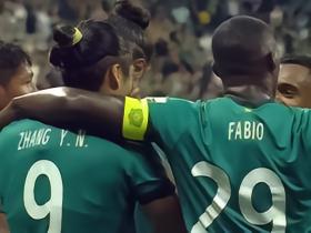 国安4-0大胜新鹏城，达万双响，张玉宁传射，法比奥破门